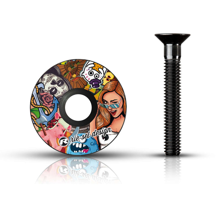 Carbon Headset Stem Cap Stickerbomb