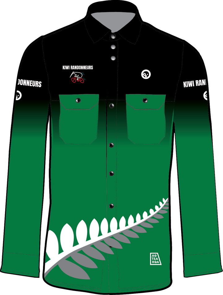 Kiwi Randonuers Button Up Gravel Shirt Long Sleeves