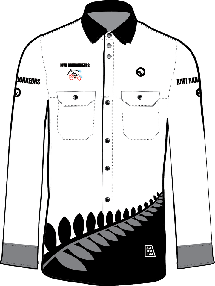 Kiwi Randonuers Button Up Gravel Shirt Long Sleeves