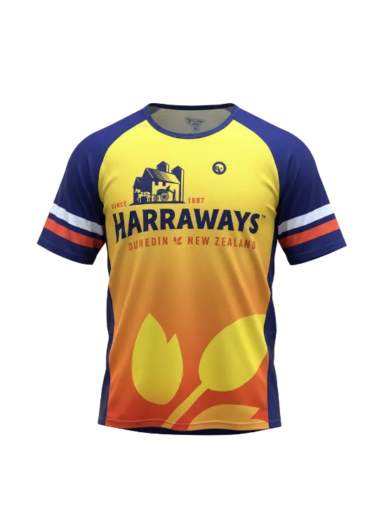 GreenMonkey produced Harraways custom tech running t-shirt