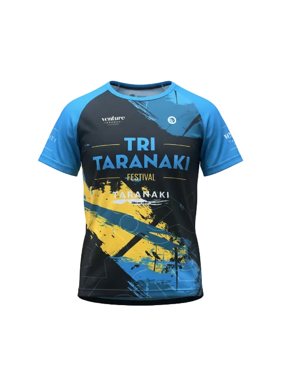 GreenMonkey custom tech t-shirt for Taranaki Tri Festival 