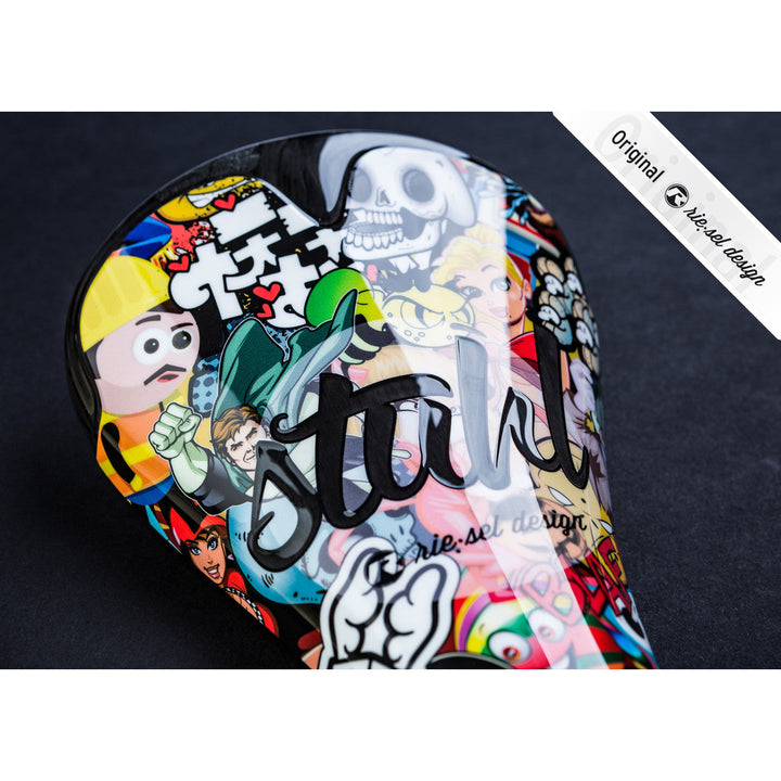 Carbon Stickerbomb Saddle - Green Monkey Velo